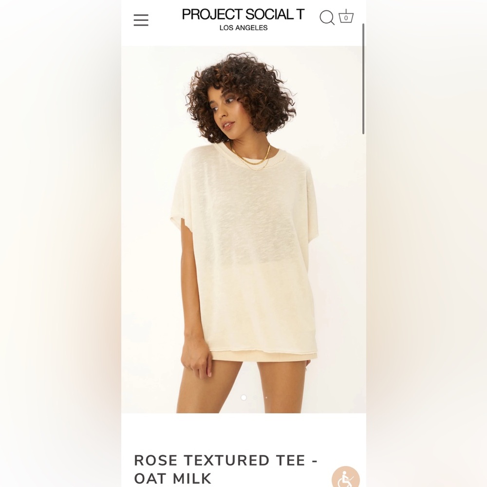 Project Social T: Rose textured tee- oat milk: Size S NWOT